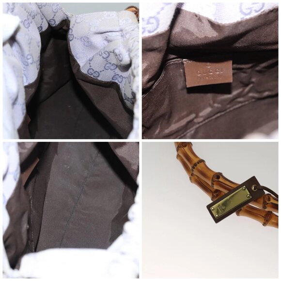 GUCCI GG Canvas Hand Bag Purple Gold 92708 - Picture 14 of 15